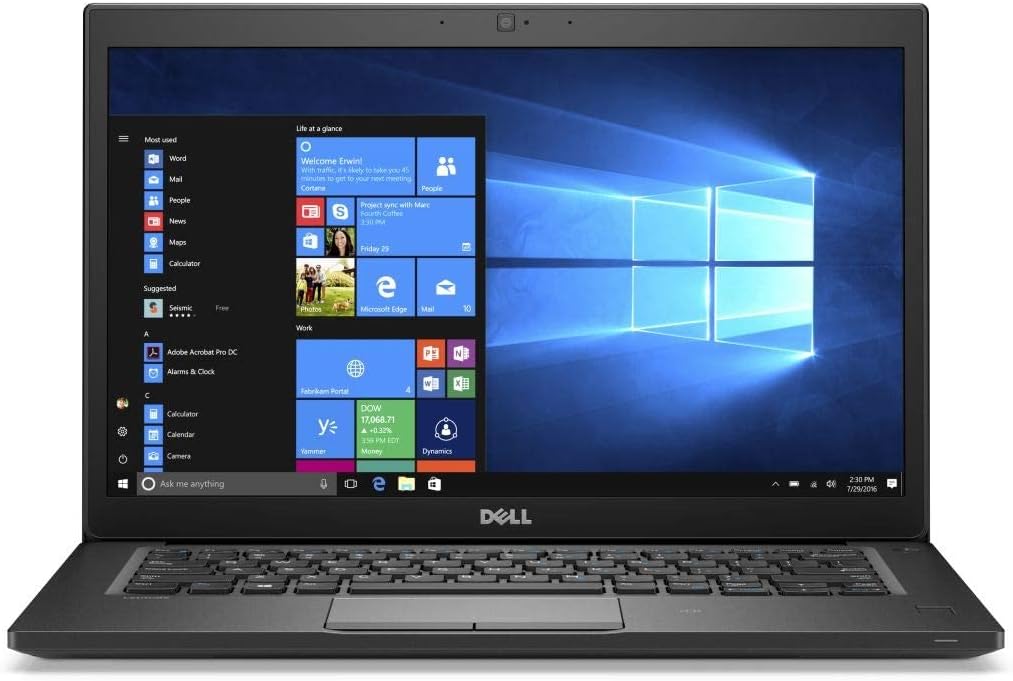 DELL Latitude 7480 Light Weight Business Laptop, Core i5-7300U CPU, 8GB DDR4 RAM, 256GB SSD M.2 HDD, 14 inch Display, Windows 10 Pro