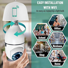 Wireless Home Camera, Light Bulb Camera 360 Degree Full HD 1080P