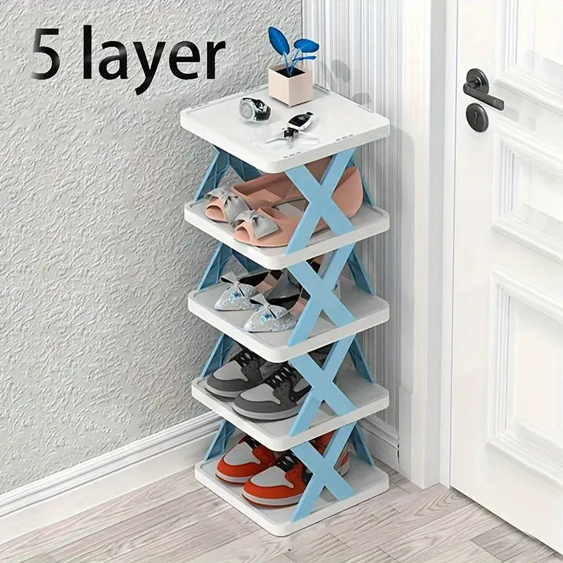 1pc Small Space Stackable Multi-layer Shoe Rack, Easy To Install, Shoe Cabinet Rack For Entryway, Removable Storage Rack