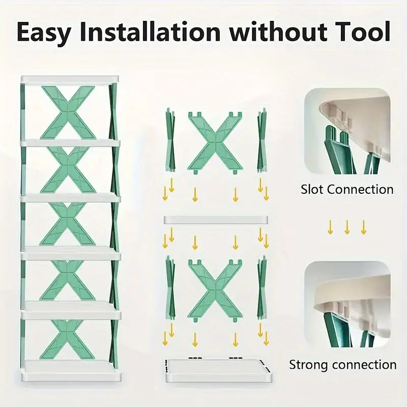 1pc Small Space Stackable Multi-layer Shoe Rack, Easy To Install, Shoe Cabinet Rack For Entryway, Removable Storage Rack